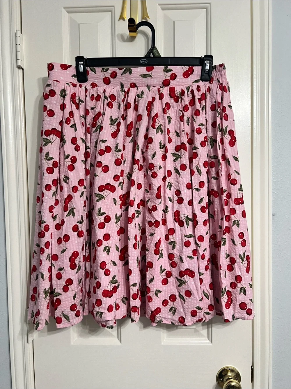 Retro Chic Pink Cherry Print Tank & Full Skirt Set